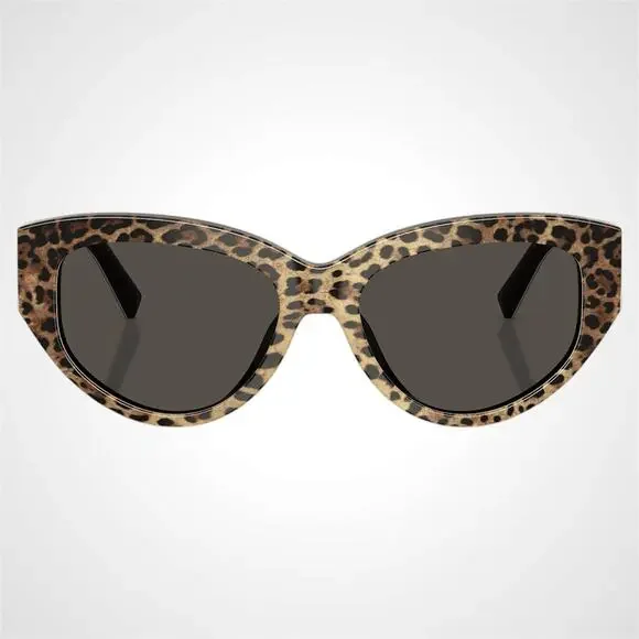 New Dolce & Gabbana Sunglasses Black Brown Leopard Acetate Cat Eye Gold - Picture 2 of 6